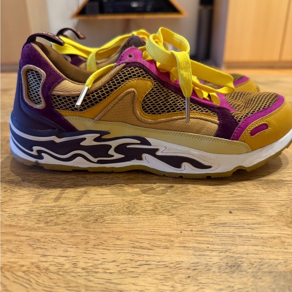Sandro Flame Women’s Designer Yellow and Purple Sneakers